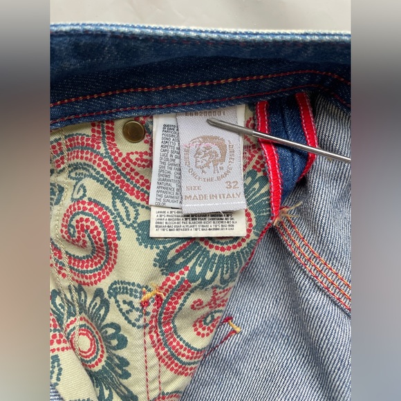 Diesel PREETO 32W Blue Jeans Flared Wide Leg Mens Faded Distressed Wash 00796 - Picture 8 of 14